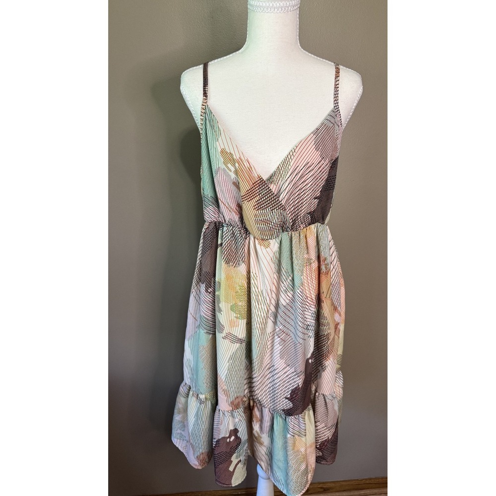 Ces Femme Women Multicolor Cotton Ruffle Hem Sundress DT5340A Large